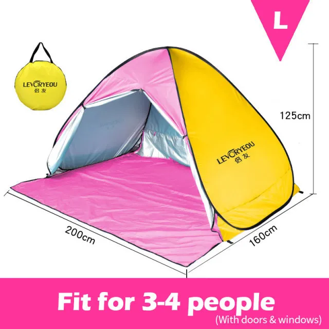 Outdoor Automatic Tent Instant Pop up Camping Tent Portable Travel Beach Tent Anti UV Shelter Fishing Hiking Picnic Silver X88B