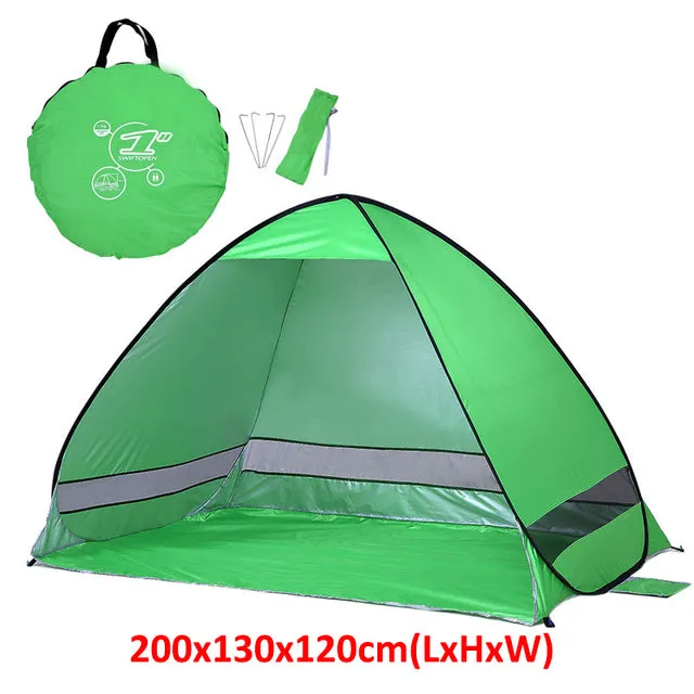 Outdoor Automatic Tent Instant Pop up Camping Tent Portable Travel Beach Tent Anti UV Shelter Fishing Hiking Picnic Silver X88B