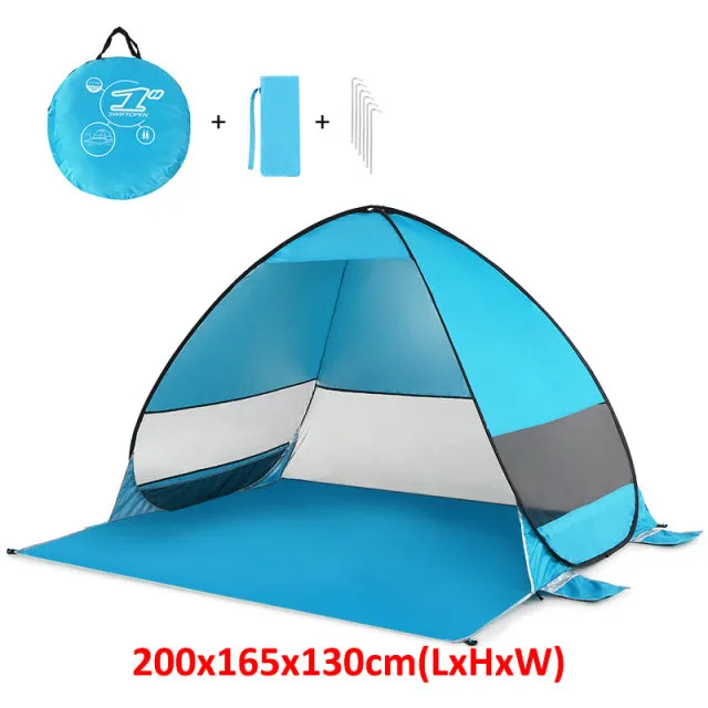 Outdoor Automatic Tent Instant Pop up Camping Tent Portable Travel Beach Tent Anti UV Shelter Fishing Hiking Picnic Silver X88B