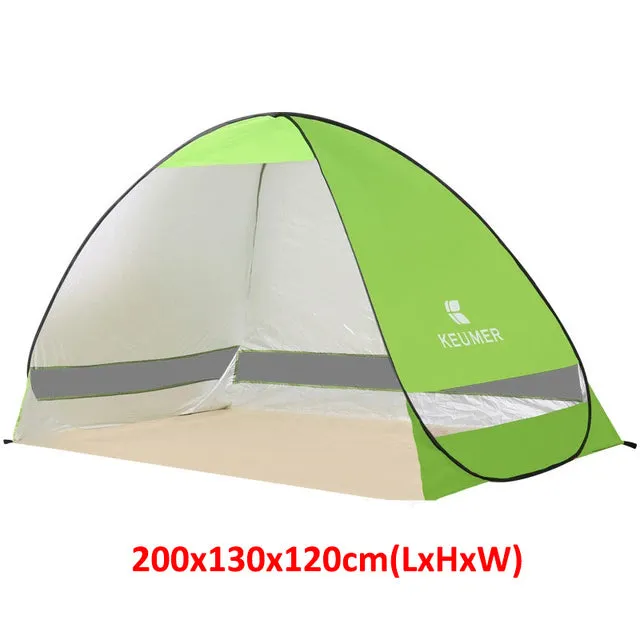 Outdoor Automatic Tent Instant Pop up Camping Tent Portable Travel Beach Tent Anti UV Shelter Fishing Hiking Picnic Silver X88B