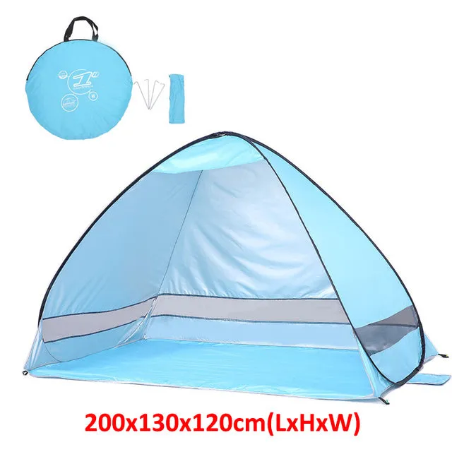 Outdoor Automatic Tent Instant Pop up Camping Tent Portable Travel Beach Tent Anti UV Shelter Fishing Hiking Picnic Silver X88B