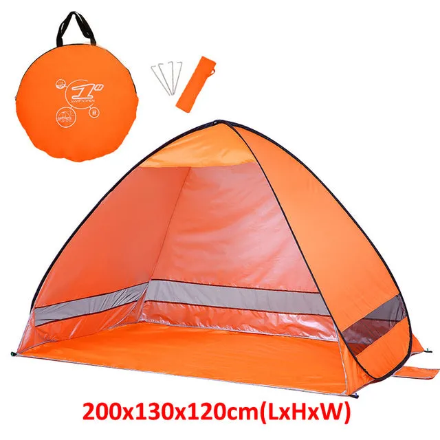Outdoor Automatic Tent Instant Pop up Camping Tent Portable Travel Beach Tent Anti UV Shelter Fishing Hiking Picnic Silver X88B