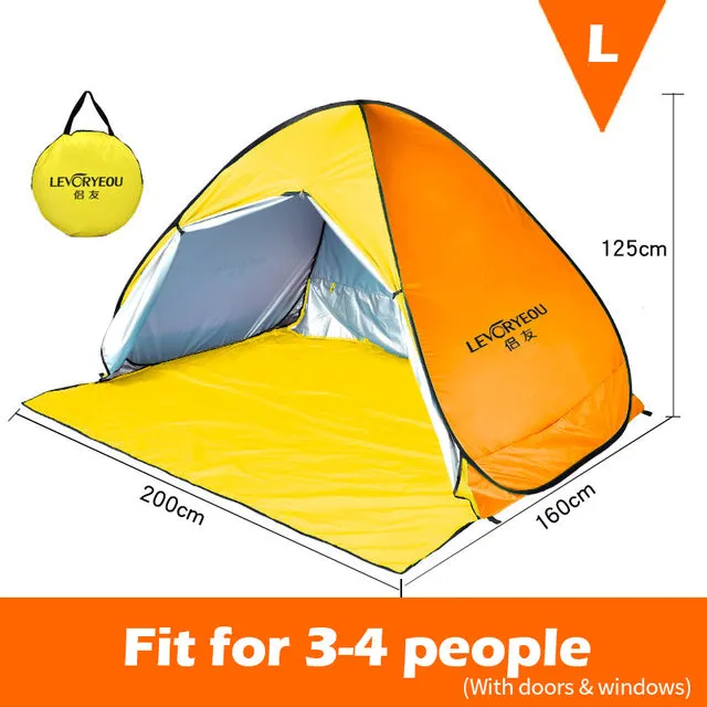 Outdoor Automatic Tent Instant Pop up Camping Tent Portable Travel Beach Tent Anti UV Shelter Fishing Hiking Picnic Silver X88B