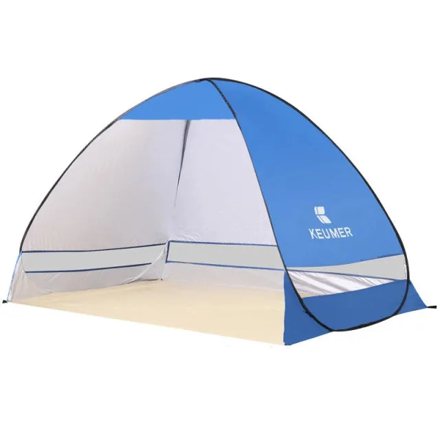 Outdoor Automatic Tent Instant Pop up Camping Tent Portable Travel Beach Tent Anti UV Shelter Fishing Hiking Picnic Silver X88B