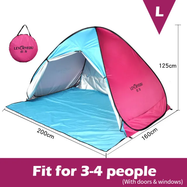 Outdoor Automatic Tent Instant Pop up Camping Tent Portable Travel Beach Tent Anti UV Shelter Fishing Hiking Picnic Silver X88B