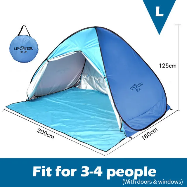 Outdoor Automatic Tent Instant Pop up Camping Tent Portable Travel Beach Tent Anti UV Shelter Fishing Hiking Picnic Silver X88B