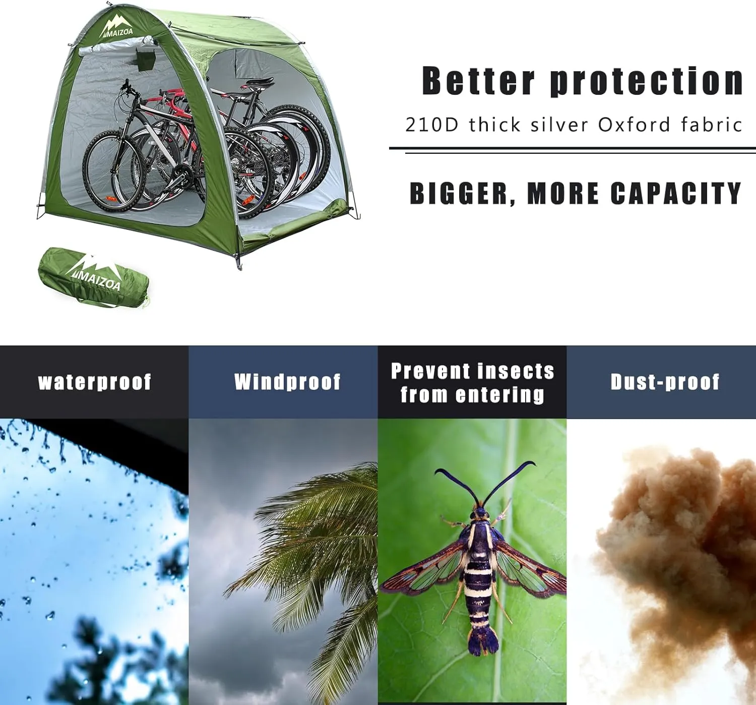 Outdoor Bike Covers Storage Shed Tent,210D Oxford Thick Waterproof Fabric,Outdoor Aluminum Alloy Bracket Bicycle Storage shed, Neat Tent Bicycle Cover