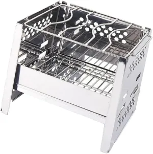 Outdoor Camping Cookware Portable BBQ Grill Mini Stove Square Burning Stove Stainless Steel BBQ for Camping