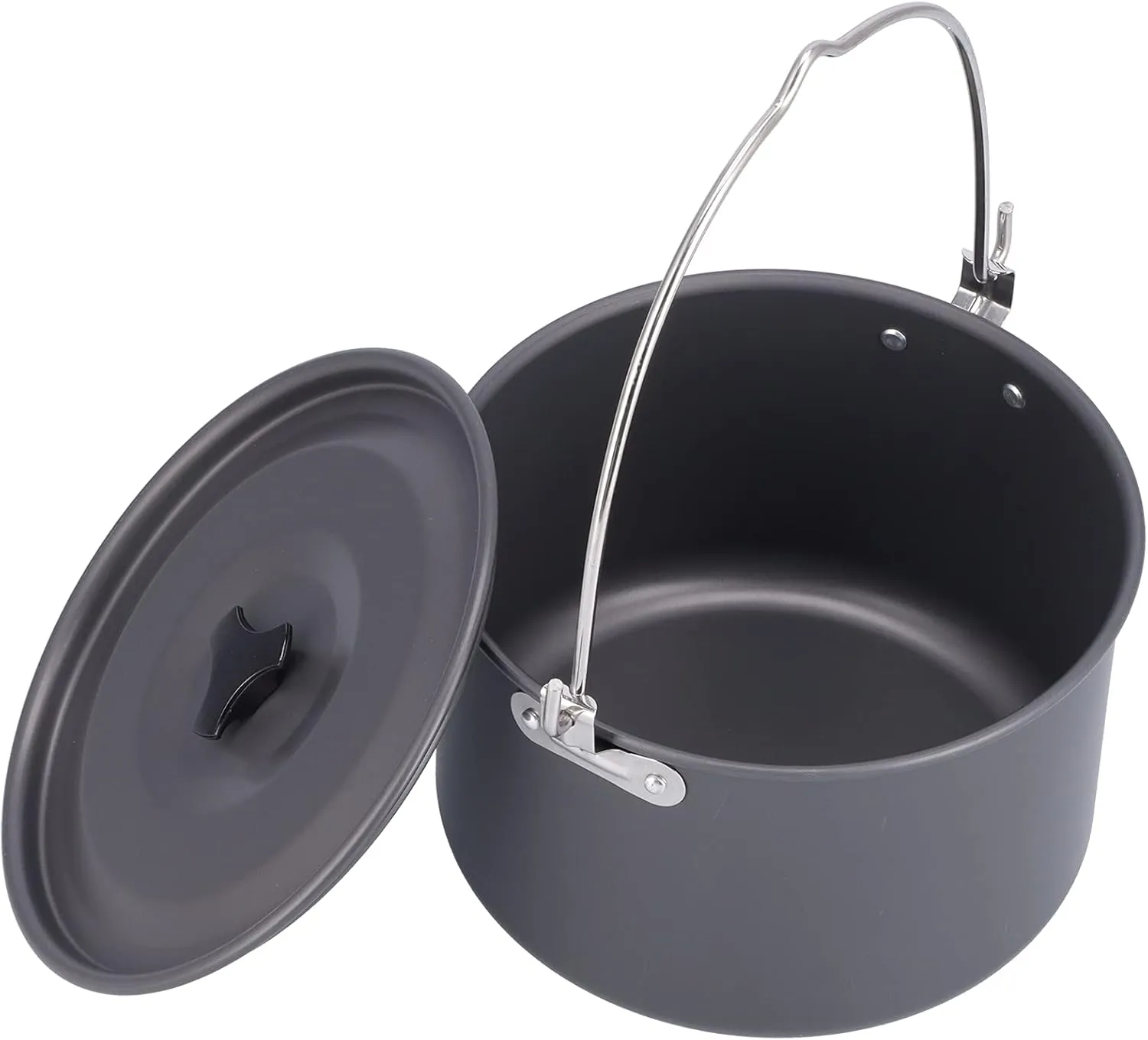 Outdoor Camping Pot, Portable Aluminum Alloy Campfire Hanging Pot with Lid, Storage Bag for 6-8 People
