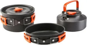 Outdoor Camping Pot Set 3-Piece Aluminum Cookware Portable Cutlery Teakettle