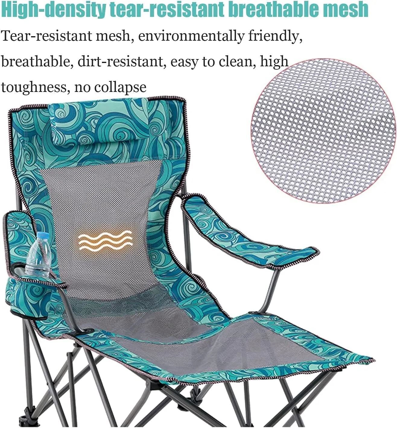 Outdoor Chair Folding Camping Chair Portable Camping Chair With Footrest Mesh Backrest Folding Reclining Lunch Break Bed Sitting Lying Dual-Purpose Beach Seat Camping Chair Foldable Chair ( Color : C