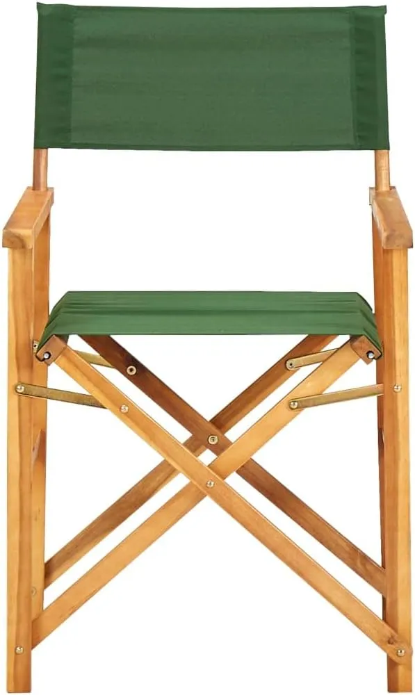 Outdoor Chair with Foot Rest Heavy Duty Beach chairDirector's Chairs 2 pcs Solid Acacia Wood GreenSuitable for Garden Patio Living Room