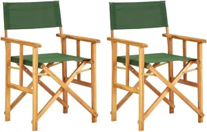 Outdoor Chair with Foot Rest Heavy Duty Beach chairDirector's Chairs 2 pcs Solid Acacia Wood GreenSuitable for Garden Patio Living Room