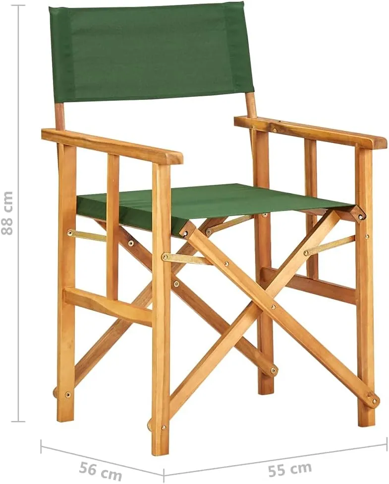 Outdoor Chair with Foot Rest Heavy Duty Beach chairDirector's Chairs 2 pcs Solid Acacia Wood GreenSuitable for Garden Patio Living Room