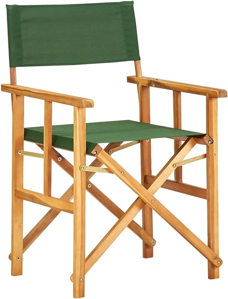 Outdoor Chair with Foot Rest Heavy Duty Beach chairDirector's Chairs 2 pcs Solid Acacia Wood GreenSuitable for Garden Patio Living Room