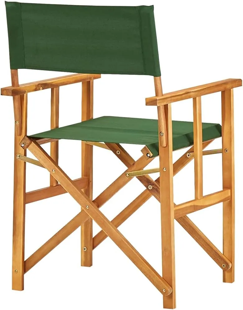 Outdoor Chair with Foot Rest Heavy Duty Beach chairDirector's Chairs 2 pcs Solid Acacia Wood GreenSuitable for Garden Patio Living Room