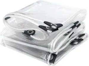 Outdoor Clear Tarp Waterproof Heavy Duty 19.7x32.8ft, Transparent Tarps Rainproof with Grommets, Plastic PVC Tarpaulin Cover Waterproof, Clear Tarps, for Greenhouse, Patio, Porches, Tent
