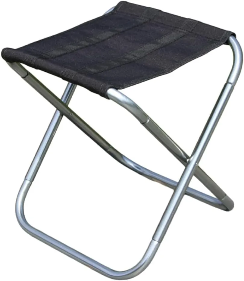 Outdoor Collapsible Camping Stool Lightweight Portable Folding Chair for Fishing BBQ Beach Travel Durable Oxford Compact Black Silver