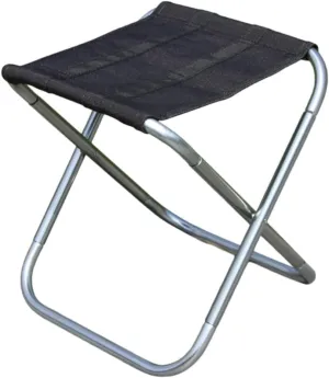 Outdoor Collapsible Camping Stool Lightweight Portable Folding Chair for Fishing BBQ Beach Travel Durable Oxford Compact Black Silver