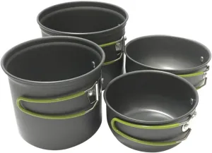 Outdoor Cooking Utensil Set Portable Aluminum Camping Cookware Kit Collapsible Handle Heat Protection