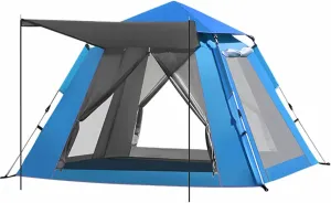 Outdoor Family Tent, Tent with top Rain fly, Foldable Portable Camping Tent, Pop-up Ventilated Backpacking Tent Suitable for Camping, Park, Picnic, Travel ( Color : Blue , Size : 84.6x84.6x55.9in/215x