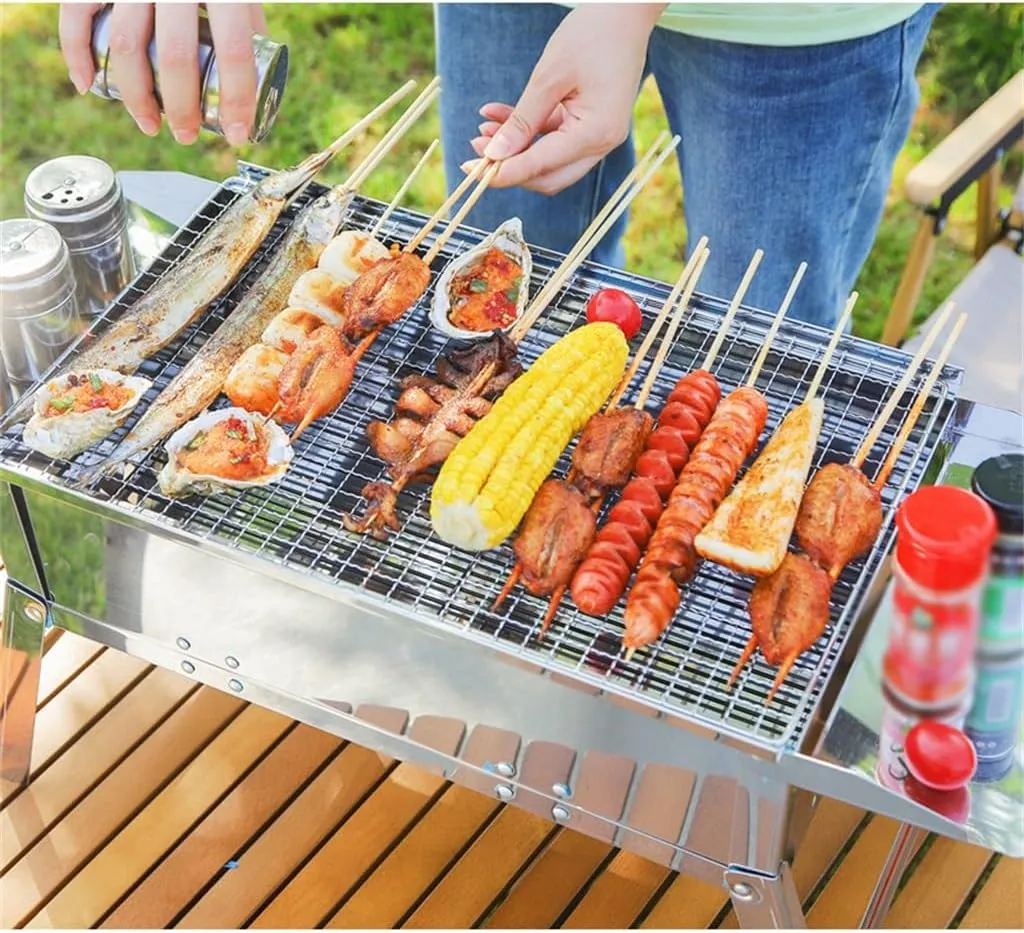 Outdoor Folding Barbecue Rack BBQ Charcoal Household Thickened Stainless Steel Barbecue Stove