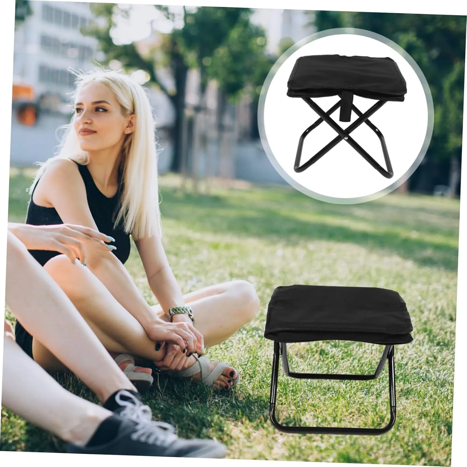 Outdoor Fully Foldable Portable Stool Aluminum Camping Footstool for Hiking Garden Beach