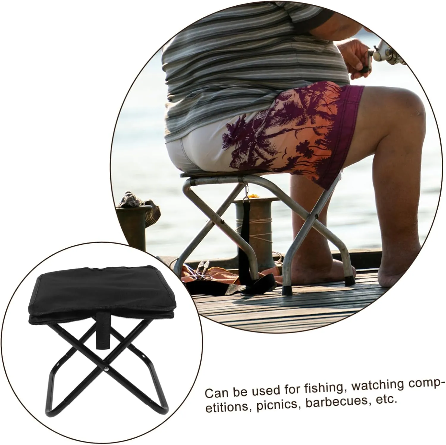 Outdoor Fully Foldable Portable Stool Aluminum Camping Footstool for Hiking Garden Beach