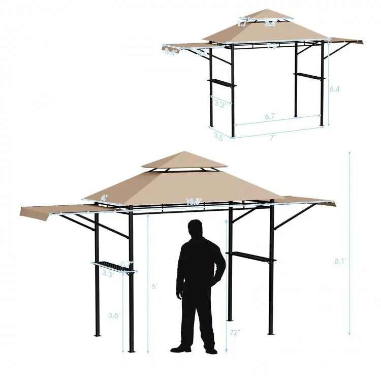 Outdoor Gazebo 13.5 x 4ft Double Tier Canopy Barbeque Shelter Tent