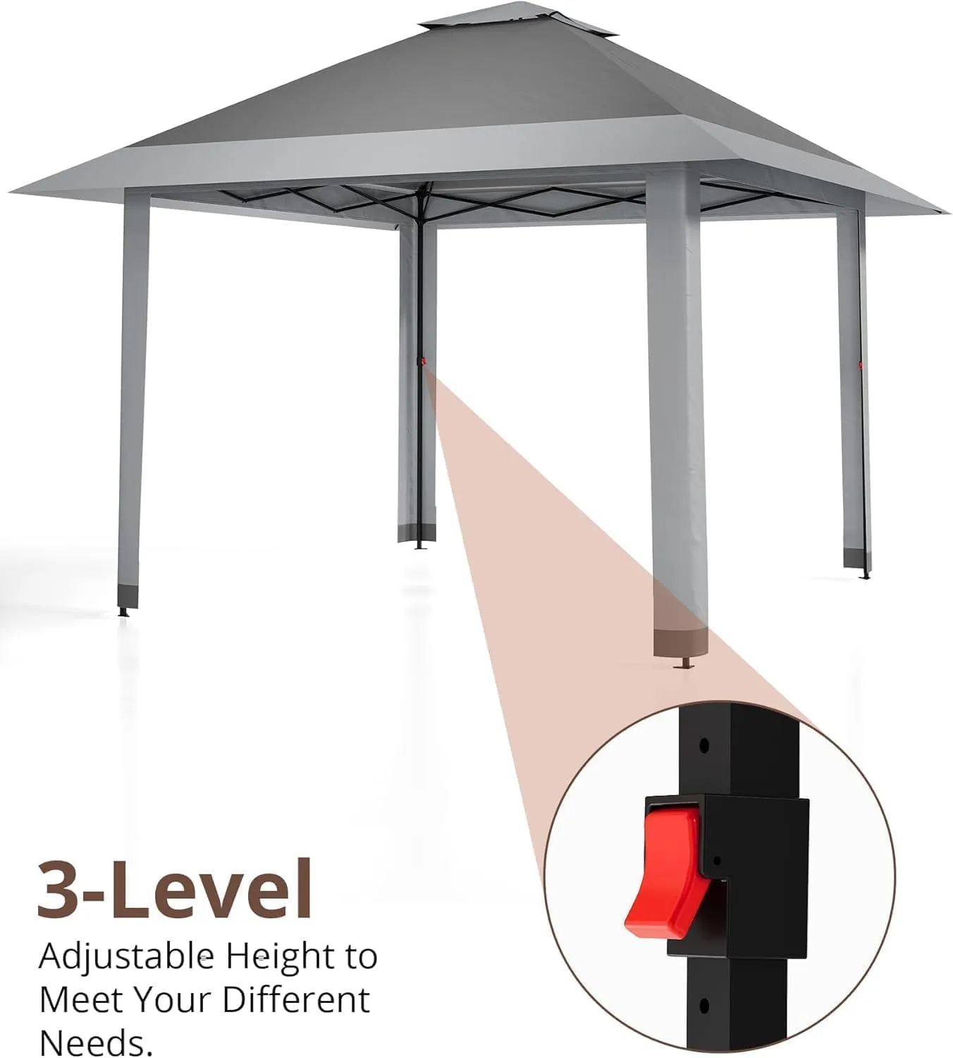 Outdoor Gazebo - 13x13ft Patio Canopy with Mosquito Net & Double Roof - Portable Instant Shelter for Outdoor, UV-Resistant Waterproof Patio Cover for Backyard, Garden, Camping (Adjustable Height)