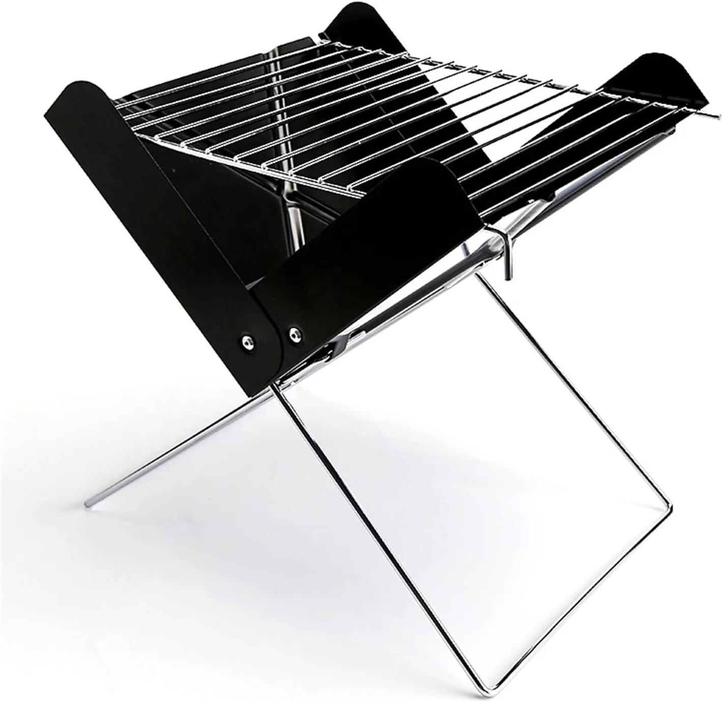 Outdoor Indoor Grill Outdoor Mini Road Camp Folding Grill Portable Barbecue Rack (D Light Grey)