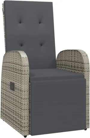Outdoor Patio Chair, Balcony Chairs, Reclining Patio Chair with Cushion, Easy to Clean Suitable for Patio, Deck, Front Porch, Garden Poly Rattan Gray