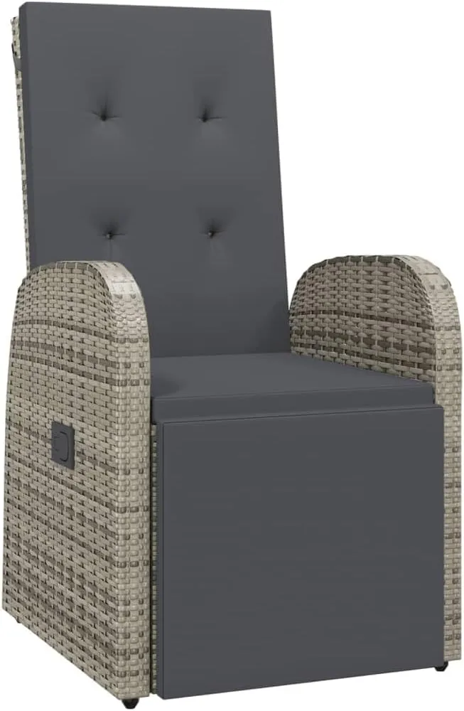 Outdoor Patio Chair, Balcony Chairs, Reclining Patio Chair with Cushion, Easy to Clean Suitable for Patio, Deck, Front Porch, Garden Poly Rattan Gray
