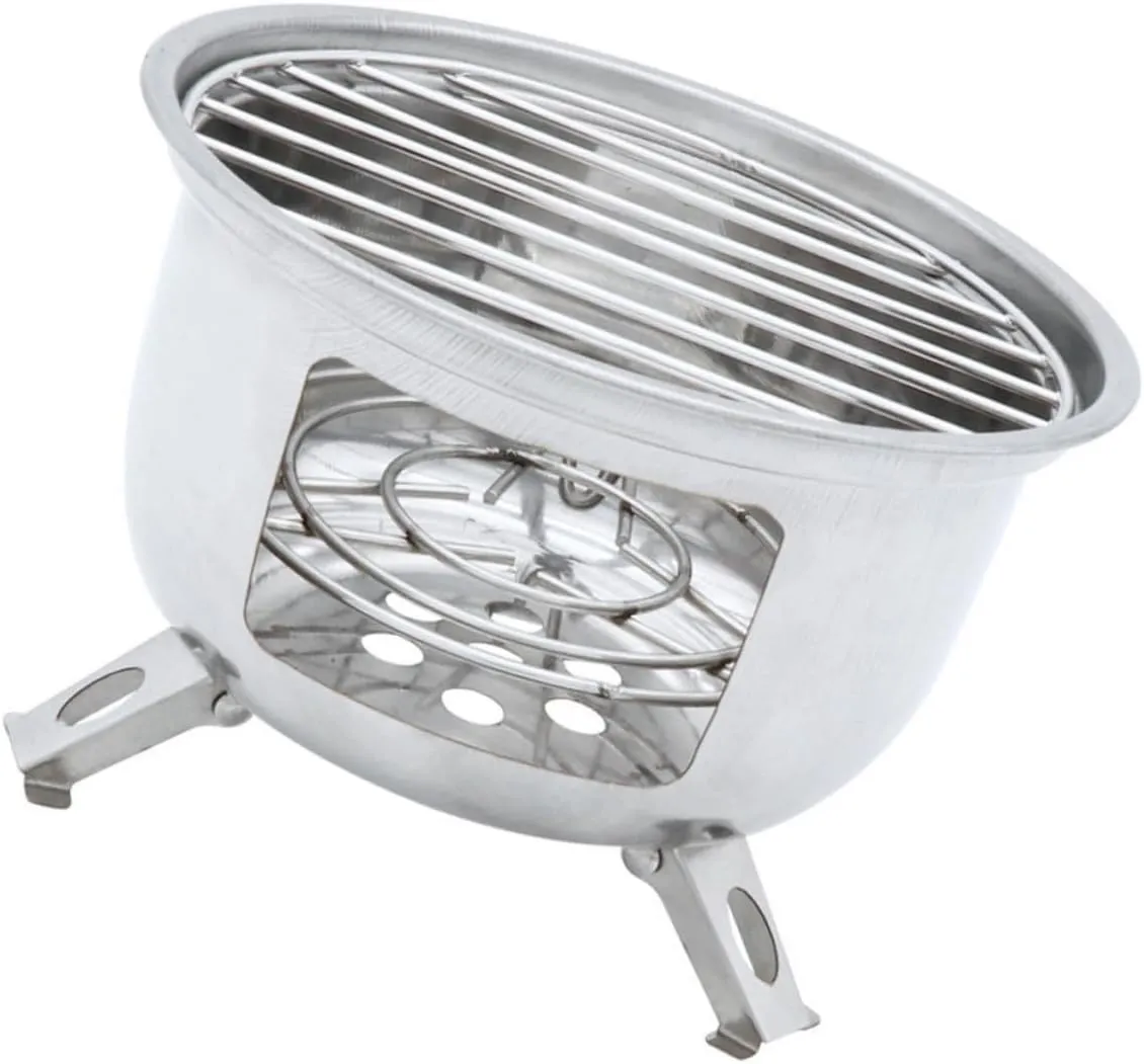 Outdoor Supply Small Camping Grill Portable Bbq Stove Round Stainless Barbecue Ideal for Bonfire