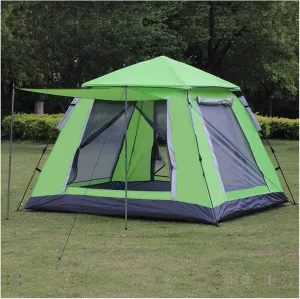 Outdoor Tent 4-5 Person Large Space Automatic Opening Outdoor Camping Tents Double Layer Waterproof 4 Season Tent for Hiking Family Party (Color : Blue) (Color : Light Green)