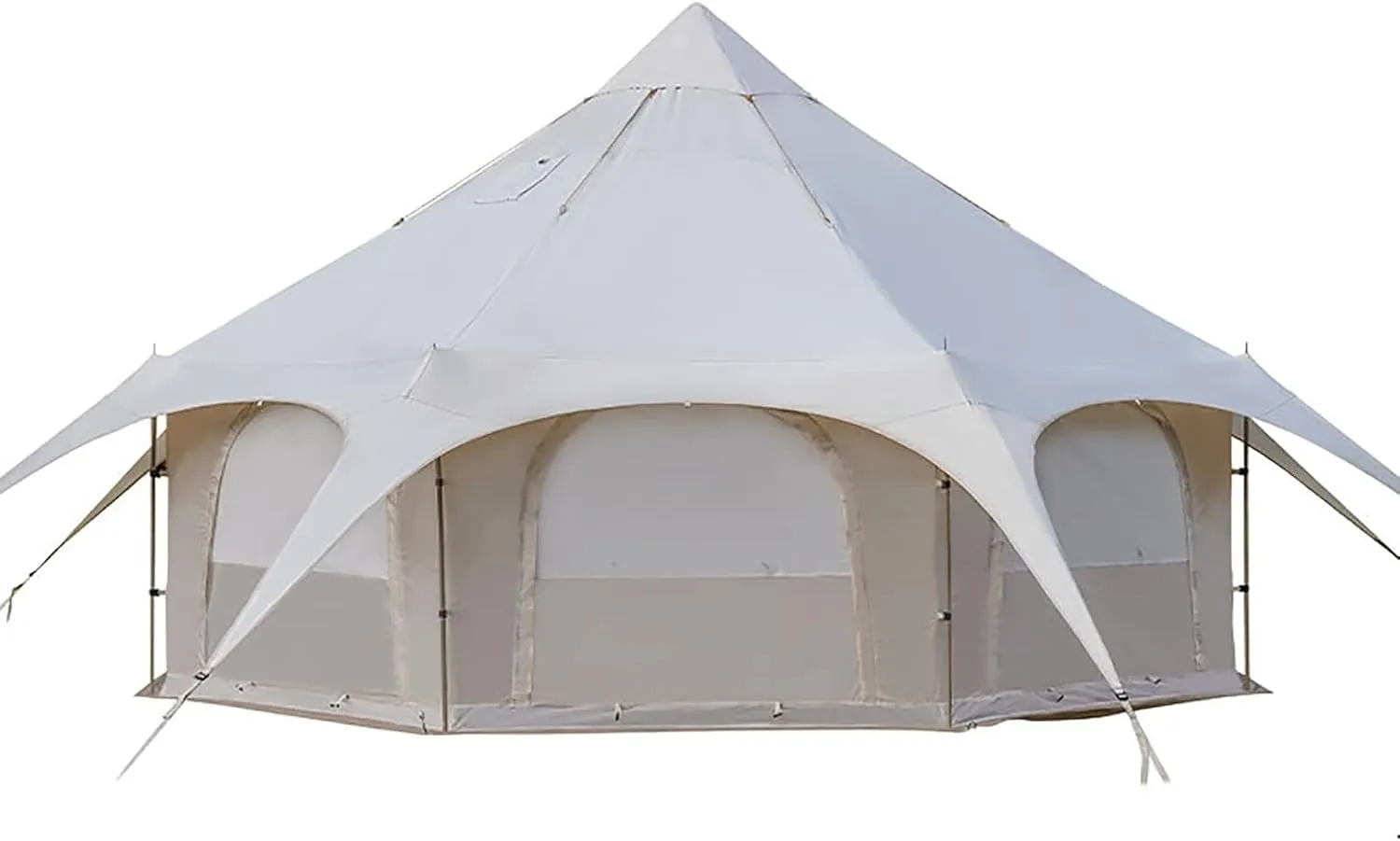 Outdoor Waterproof Cotton Canvas Tent,4 Season Family Camping Bell Tent 8-10 Person with Stove Jacks for Glamping and Festivals and Human Shelter for Inhabiting or Leisure,Brown