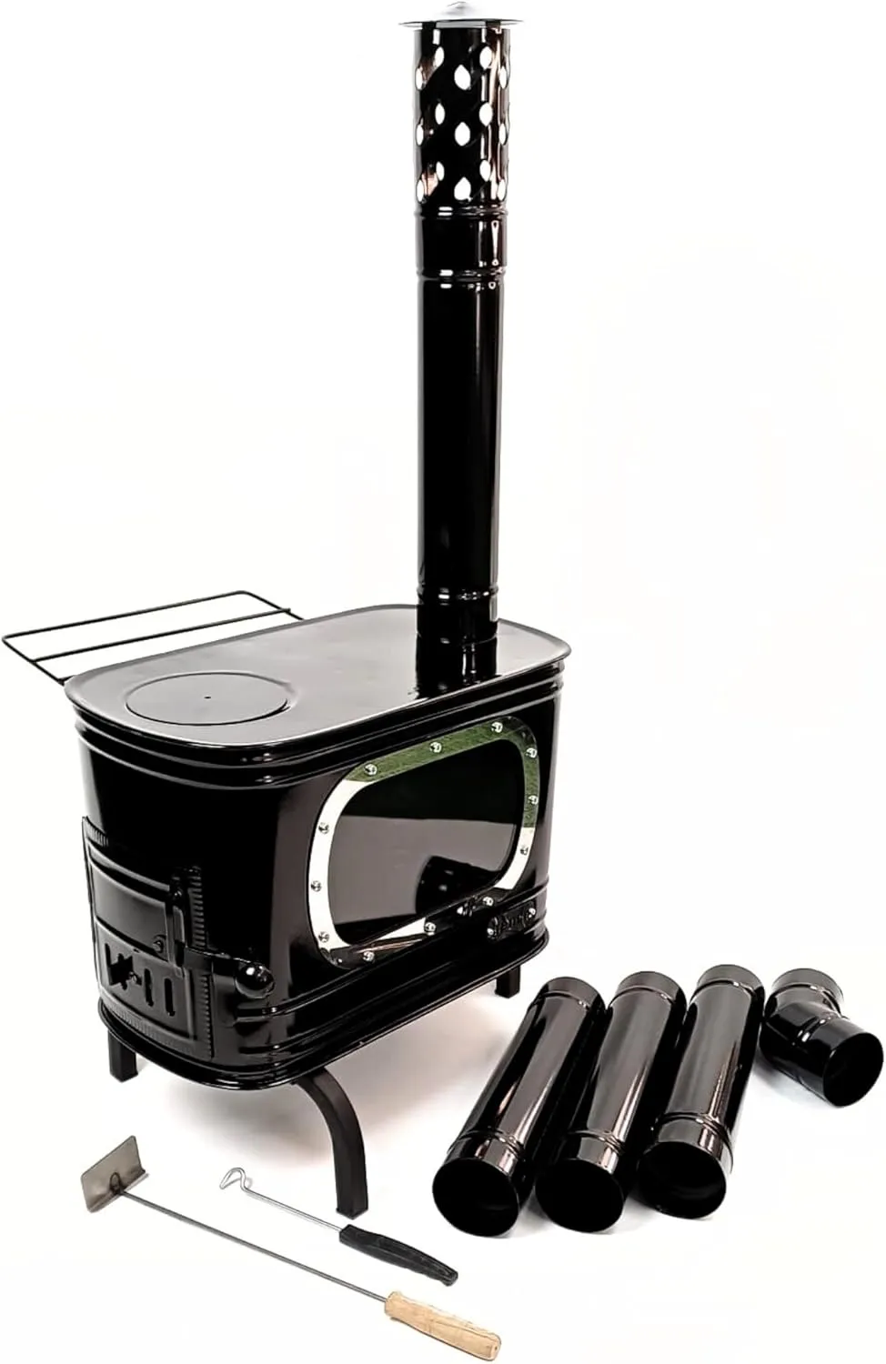 Outdoor Wood Burning Stove, Portable with Chimney Pipe for Cooking, Camping, Tent, Hiking, Fishing, Backpacking