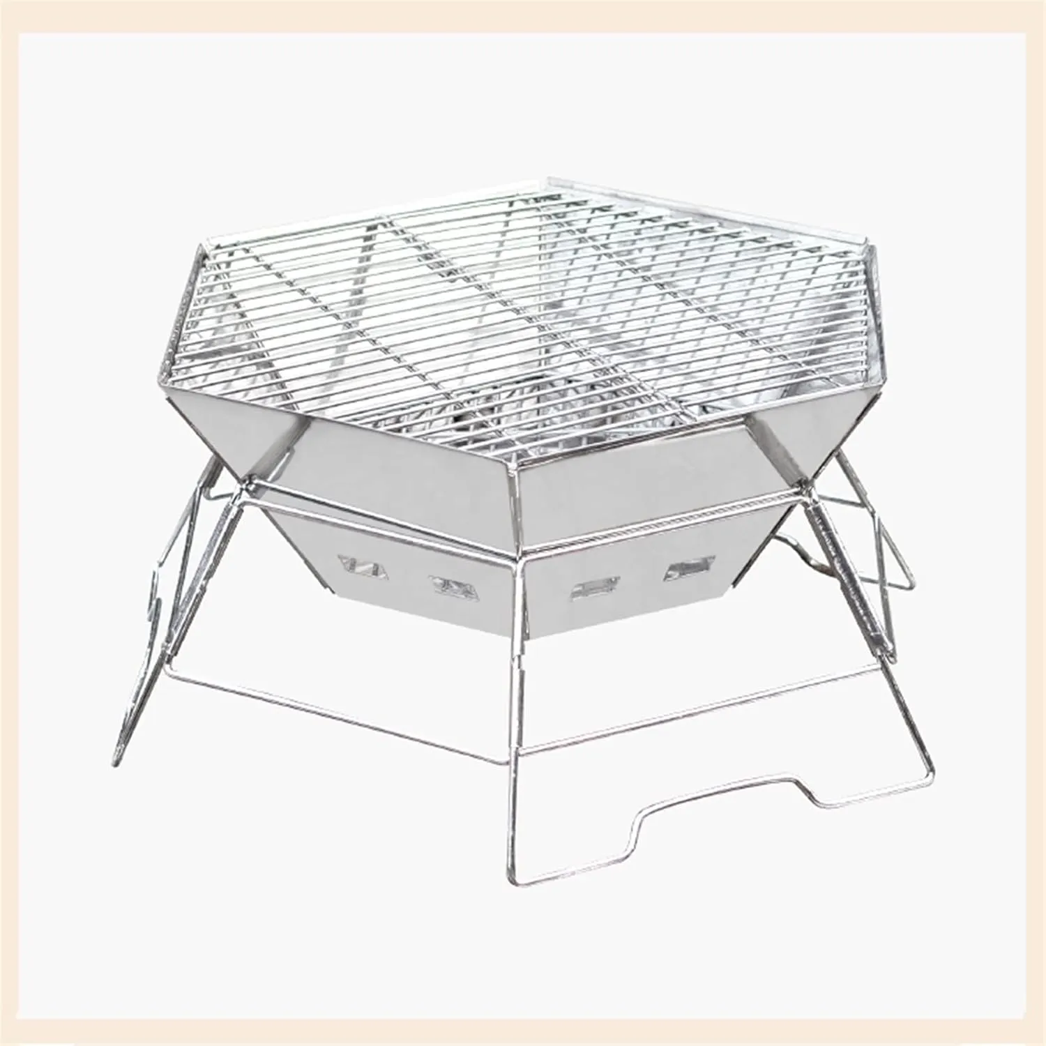 Outdoor Wood Burning Stoves,Folding BBQ Grill Stove with Stand Portable Stove,Stainless Steel Camping Stoves,for Patio Backyard Cooking Picnic