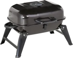 Outsunny 14" Portable Charcoal Grill, Tabletop Small BBQ Grill for Outdoor Cooking, Camping, Tailgating, Enamel Coated, Vent, Folding Legs, Black