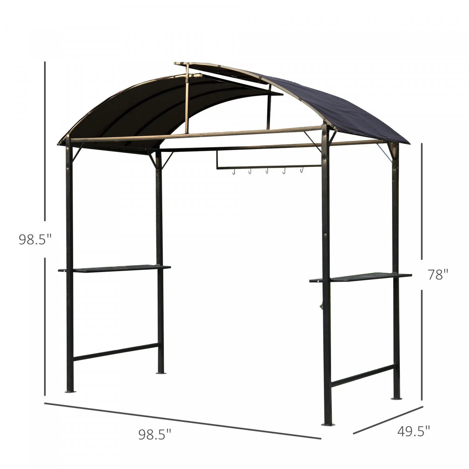 Outsunny 8x4ft Bbq Gazebo Tent Metal Frame Arch Canopy Garden Sunshade Portable Shelter Backyard Wit|Outsunny 8x4pi Bbq Gazebo Tente Cadre En Metal Grill Auvent Jardin Parasol Portable Abri Arriere Cou