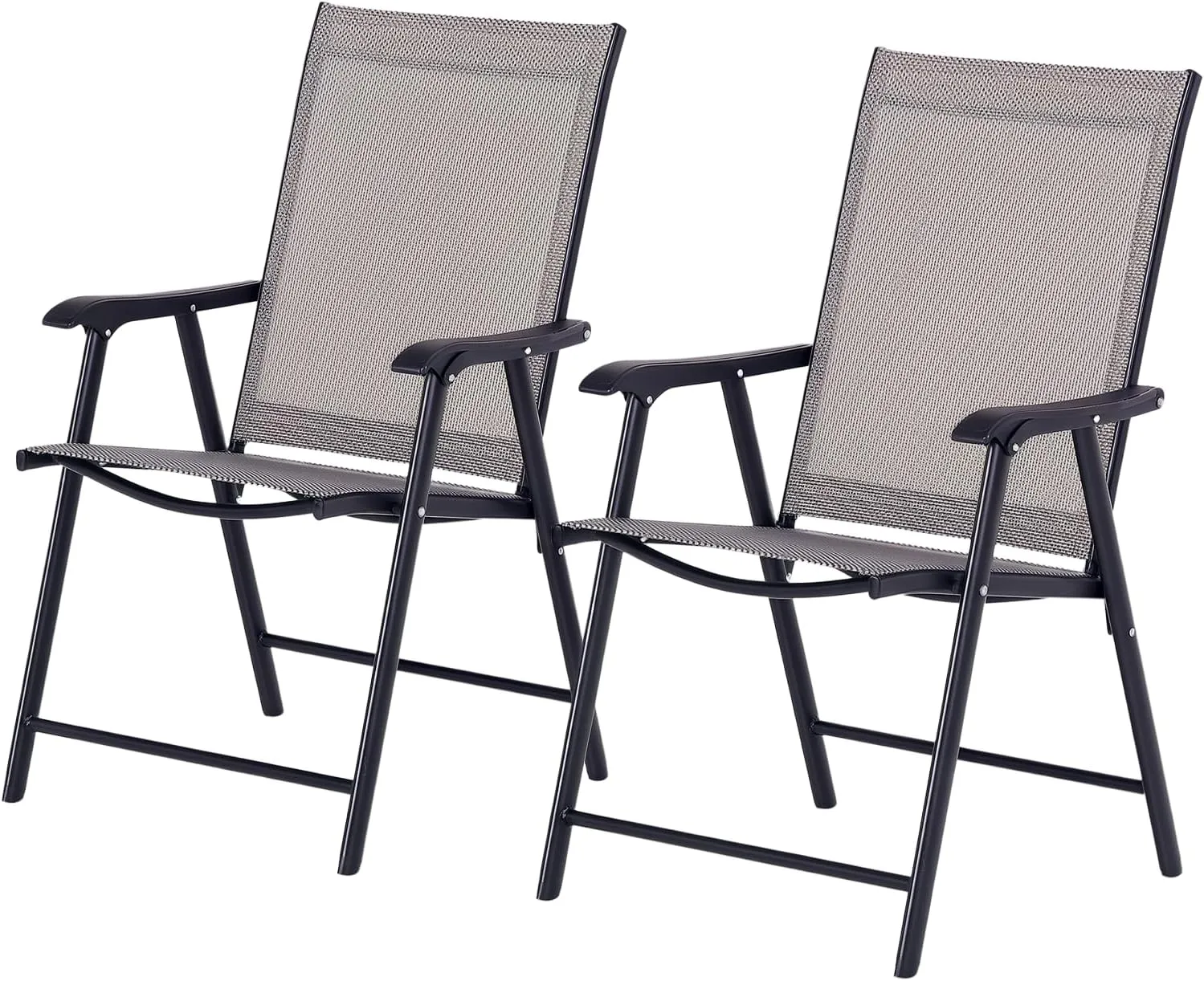 Outsunny Folding Outdoor Patio Chairs Set of 2 Stackable Portable for Deck, Garden, Camping and Travel
