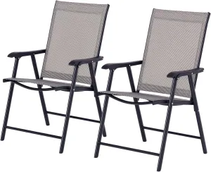 Outsunny Folding Outdoor Patio Chairs Set of 2 Stackable Portable for Deck, Garden, Camping and Travel
