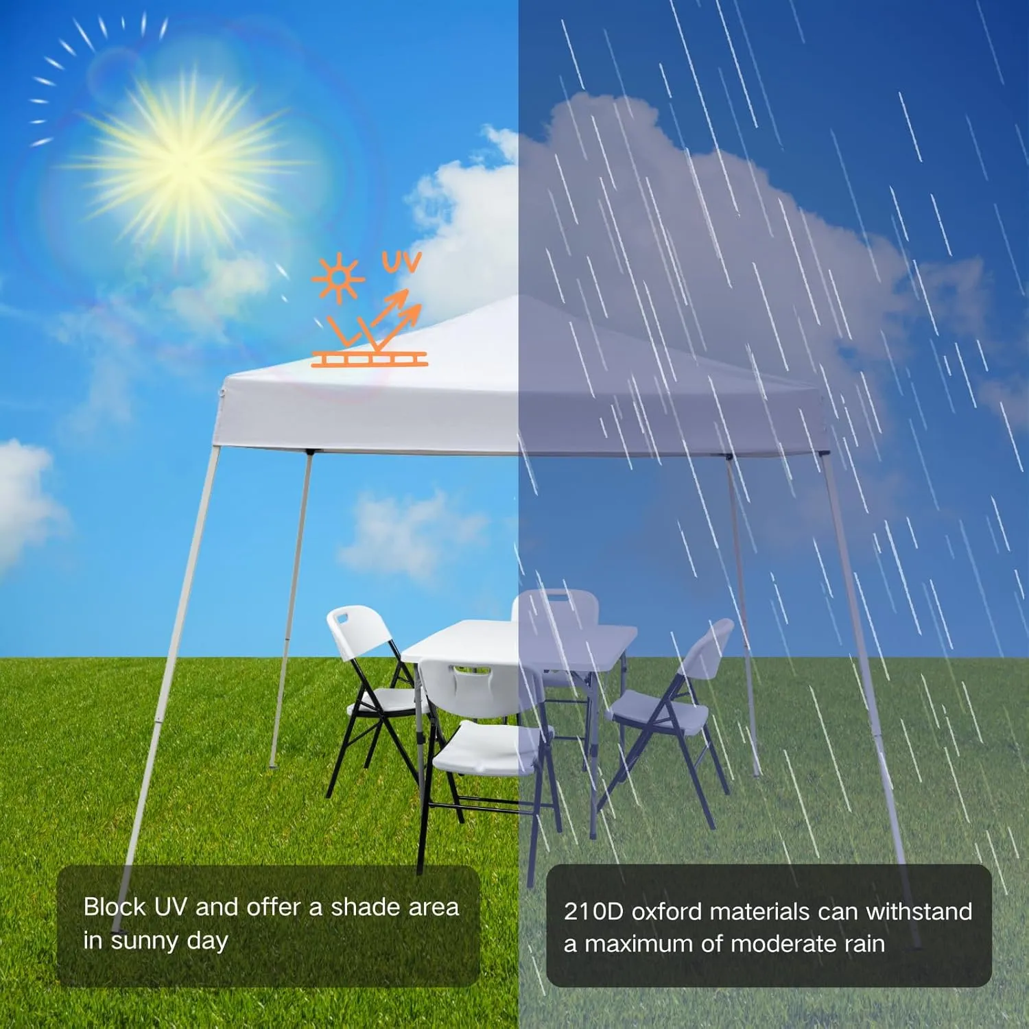Outvita Canopy 10'x10' Pop Up Commercial Instant Gazebo Tent, Waterproof & UV Protection Canopy Tent with Slant Legs for Party Wedding Birthday BBQ Events