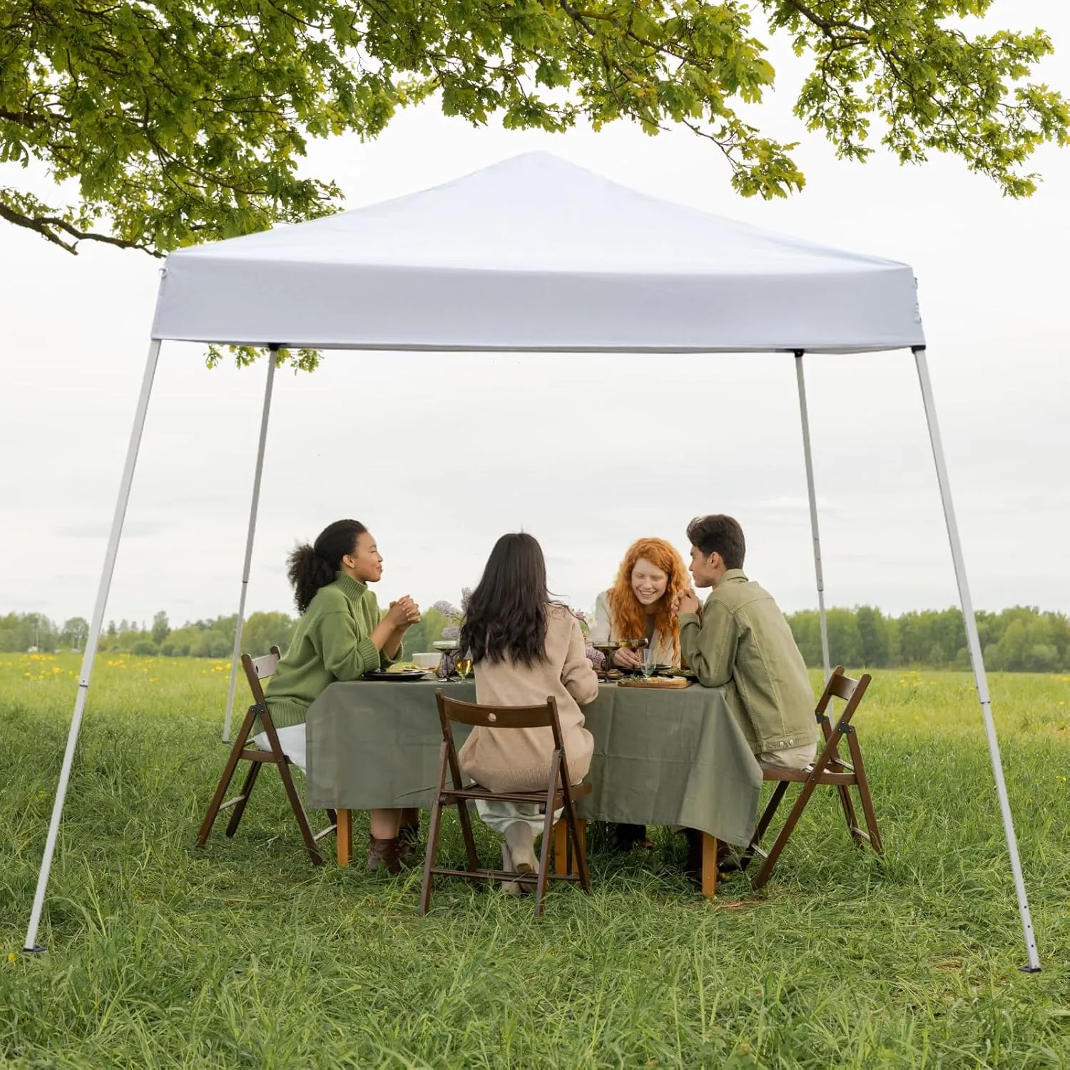 Outvita Canopy 10'x10' Pop Up Commercial Instant Gazebo Tent, Waterproof & UV Protection Canopy Tent with Slant Legs for Party Wedding Birthday BBQ Events