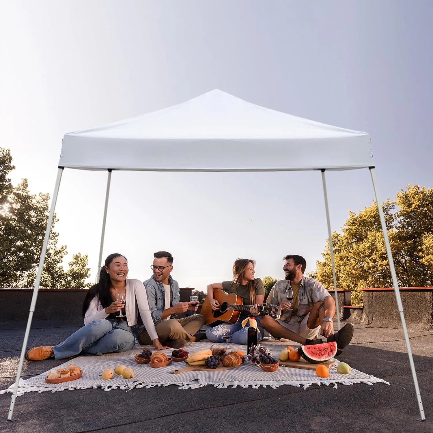 Outvita Canopy 10'x10' Pop Up Commercial Instant Gazebo Tent, Waterproof & UV Protection Canopy Tent with Slant Legs for Party Wedding Birthday BBQ Events