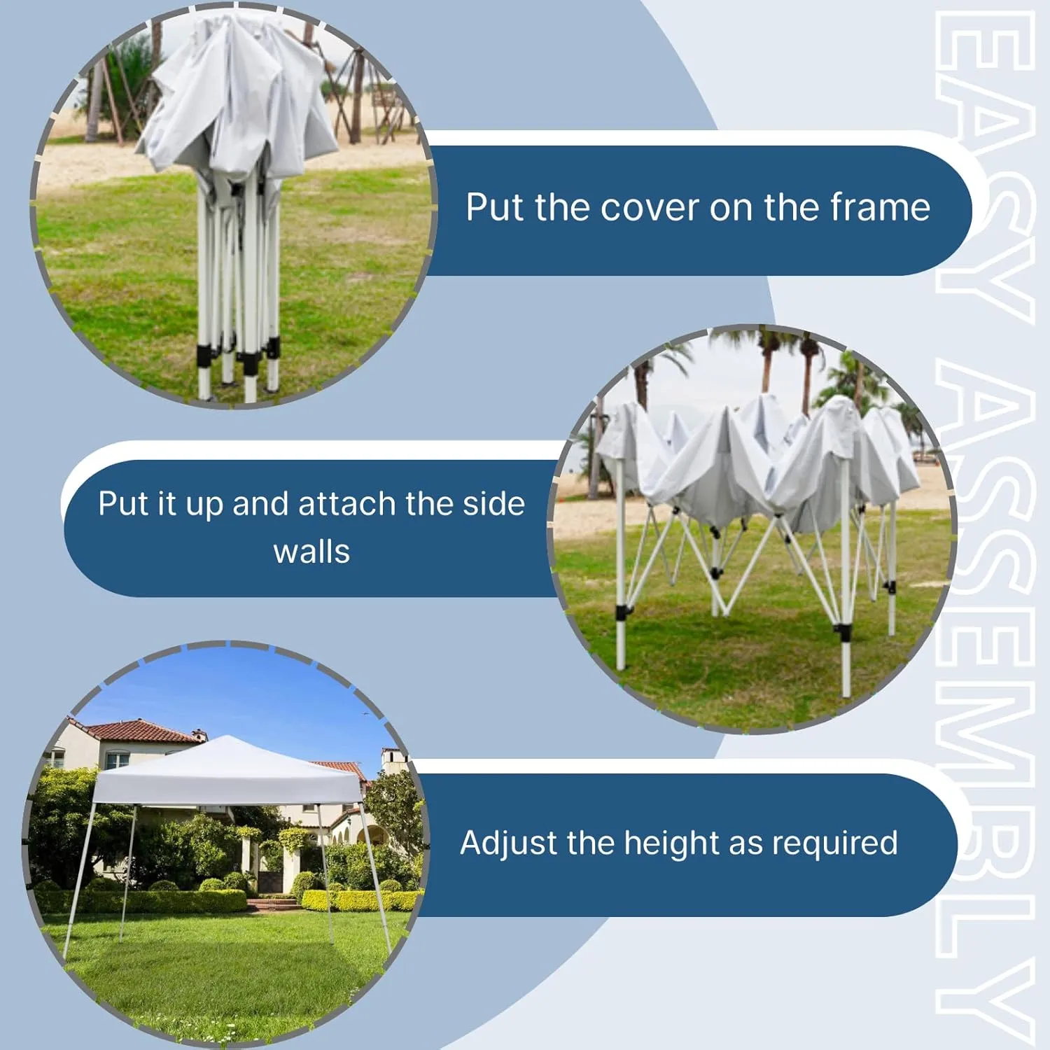 Outvita Canopy 10'x10' Pop Up Commercial Instant Gazebo Tent, Waterproof & UV Protection Canopy Tent with Slant Legs for Party Wedding Birthday BBQ Events