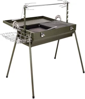 Oven Barbecue Outdoor Household Stainless Steel Field Patio Folding Portable Charcoal Rotating Barbecue Grill Large