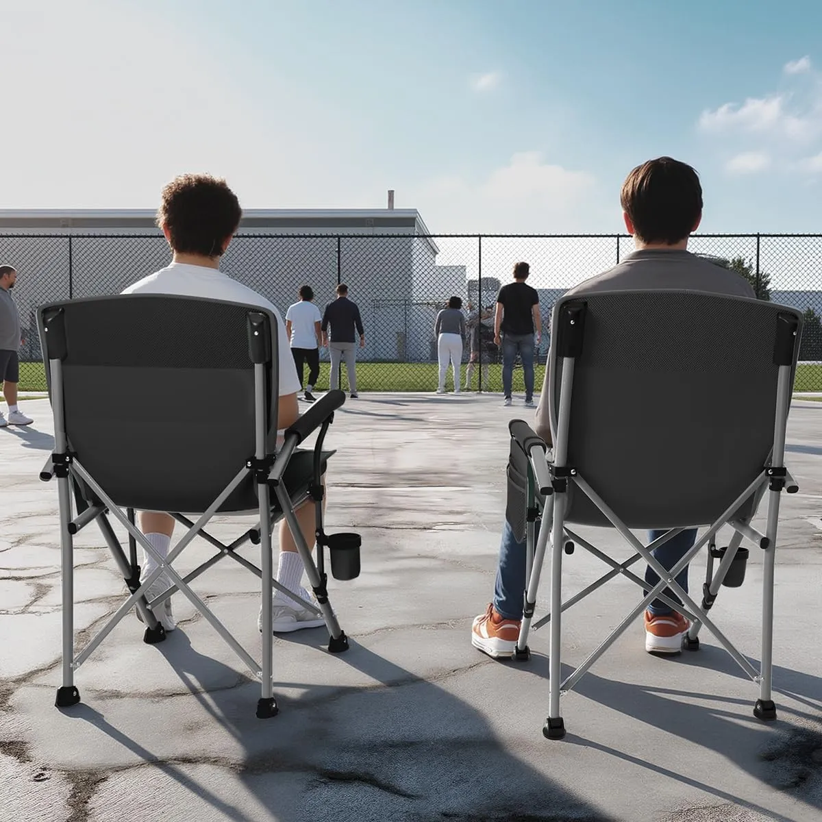 Oversized Camping Chair for Adults Heavy Duty,Heavy Duty Lawn Chair with Side Pockets,Outdoor Camping, Fishing, Beach, Hiking Foldable Camping Chair (2, Black, X-Large)