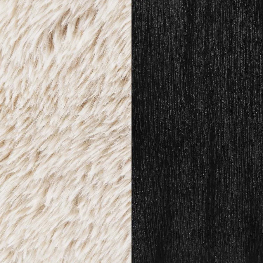 Paquet - Faux Fur Upholstered Chair Solid Wood Arms - Latte