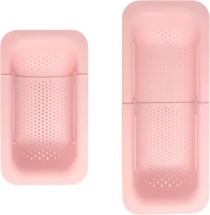 Paris Hilton Over the Sink Expandable Colander, Extendable Strainer, Adjustable from 14.5 inches to 19.5 inches, Fits most kitchen sinks, Made without BPA, Pink